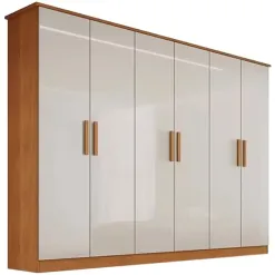Guarda Roupa Nina Casal 6 Portas 4 Gavetas Bianchi Cir Cinamomo Off White