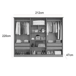 Guarda Roupa Nina Casal 6 Portas 4 Gavetas Medidas