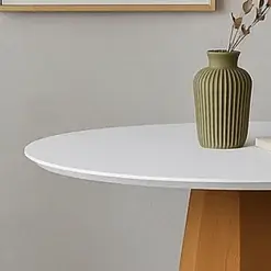 Mesa Isis COM Vidro Redonda 100cm New Ceval Detalhe