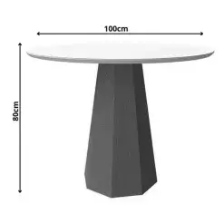 Mesa Isis COM Vidro Redonda 100cm New Ceval Medidas