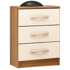 Mesa De Cabeceira Leme Com 3 Gavetas Primicias Cinamomo Off White