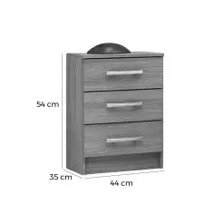 Mesa De Cabeceira Leme Com 3 Gavetas Primicias Medidas