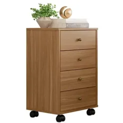 Mesa De Cabeceira Presence Com 4 Gavetas Demobile Amendoa