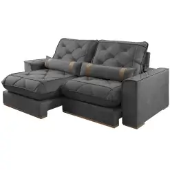 Sofa Vicam 029 Com Molas Ensacadas 4 Lugares Retratil E Reclinavel 250cm Tecido Veludo Cinza