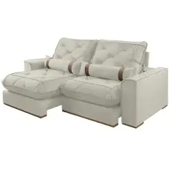 Sofa Vicam 029 Com Molas Ensacadas 4 Lugares Retratil E Reclinavel 250cm Tecido Veludo Marfim