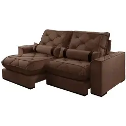 Sofa Vicam 029 Com Molas Ensacadas 4 Lugares Retratil E Reclinavel 250cm Tecido Veludo Marrom