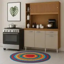 Armario De Cozinha Duda 140cm 5 Portas 1 Gaveta Poquema