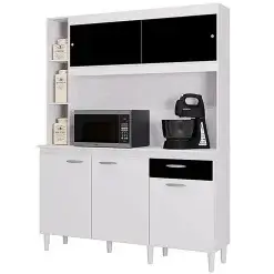 Armario De Cozinha Duda 140cm 5 Portas 1 Gaveta Poquema Branco