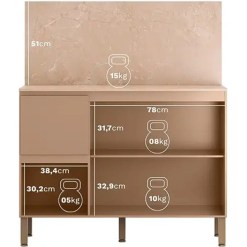 Balcao Art 120cm 3 Portas 2 Gavetas para Cozinha Kits Parana Interno
