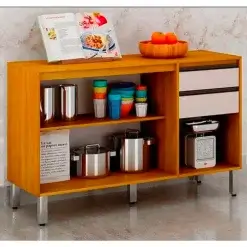 Balcao Eduarda 3 Portas 2 Gavetas Para Cozinha CHF Interno