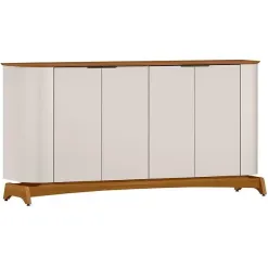 Buffet Serena Com 4 Portas E Pes De Madeira Macica New Ceval Ipe Off White