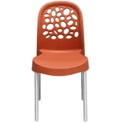 Cadeira Deluxe Com Pes De Aluminio Forte Plastico Terracota