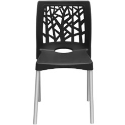 Cadeira Nature Com Pes De Aluminio Forte Plastico Preto