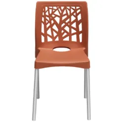 Cadeira Nature Com Pes De Aluminio Forte Plastico Terracota