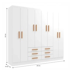 Guarda Roupa New Paris Casal 8 Portas 6 Gavetas Demobile Medidas