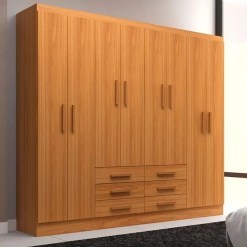Guarda Roupa Paris Casal 8 Portas 6 Gavetas Evidencia Cinamomo
