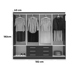 Guarda Roupa Paris Casal 8 Portas 6 Gavetas Evidencia Medidas