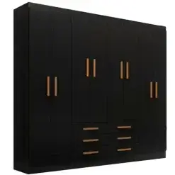 Guarda Roupa Paris Casal 8 Portas 6 Gavetas Evidencia Preto