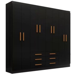Guarda Roupa Paris Casal 8 Portas 6 Gavetas Evidencia Preto
