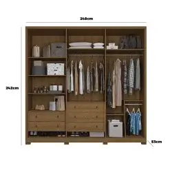 Guarda Roupa Terrassa Casal 6 Portas 5 Gavetas Rimo Medidas