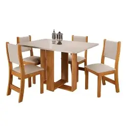 Mesa De Jantar Lidi Com 4 Cadeiras Viero