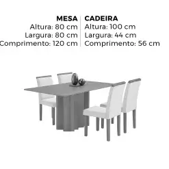 Mesa De Jantar Recife Com 4 Cadeiras Medidas