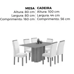 Mesa De Jantar Recife Com 6 Cadeiras Viero Medidas