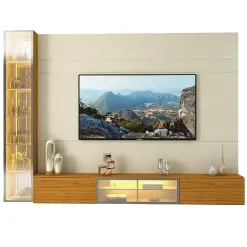 Painel Luminare Para TV Ate 85 Polegadas Com LED 4 Portas Gelius Off White Naturale