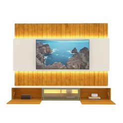 Painel Soberano 230cm Para TV Ate 85 Polegadas Ripado Com LED E Vidro Reflecta Gelius Interno