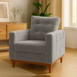 Poltrona California Em Linho Com Almofada Solta RR Estofados