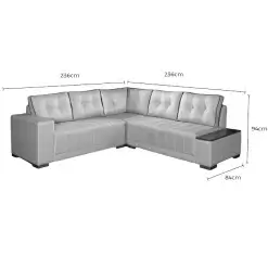 Sofa De Canto Ouro Fino 7 Lugares 236cm X 236cm Tecido Linho Lufer Medidas