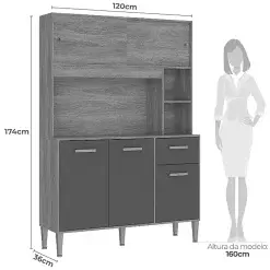 Armario De Cozinha Perola 5 Portas 1 Gaveta Fellicci Medidas