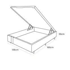 Base Box Bau Kwid Casal Em Linhao 36x138x188 Dream House Medidas