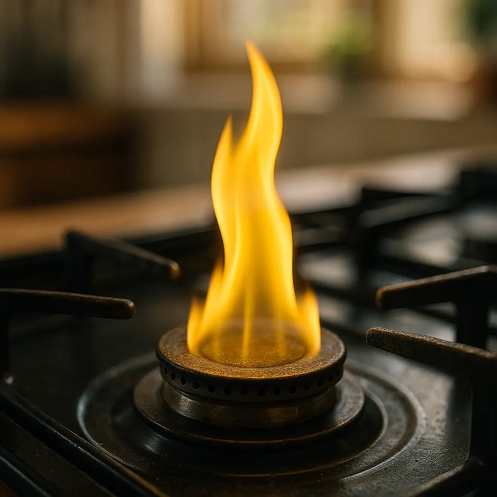 Chama do fogão amarela: causas e como ajustar, chama alta amarela no queimador