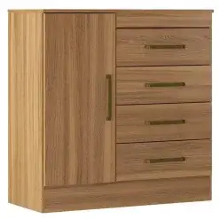 Comoda Montevideu 4 Gavetas 1 Porta Demobile Amendoa