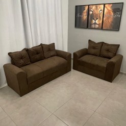 Conjunto De Sofa Porto Com 2 E 3 Lugares Tecido Suede Felipe Estofados Foto Real