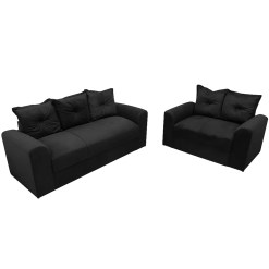 Conjunto De Sofa Porto Com 2 E 3 Lugares Tecido Suede Felipe Estofados Preto