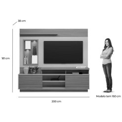 Estante Eldorado Para TV Ate 60 Polegadas Ripado Com LED 2 Portas Linea Medidas