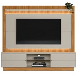 Estante Guararapes Para TV Ate 75 Polegadas Ripado Com LED 2 Portas