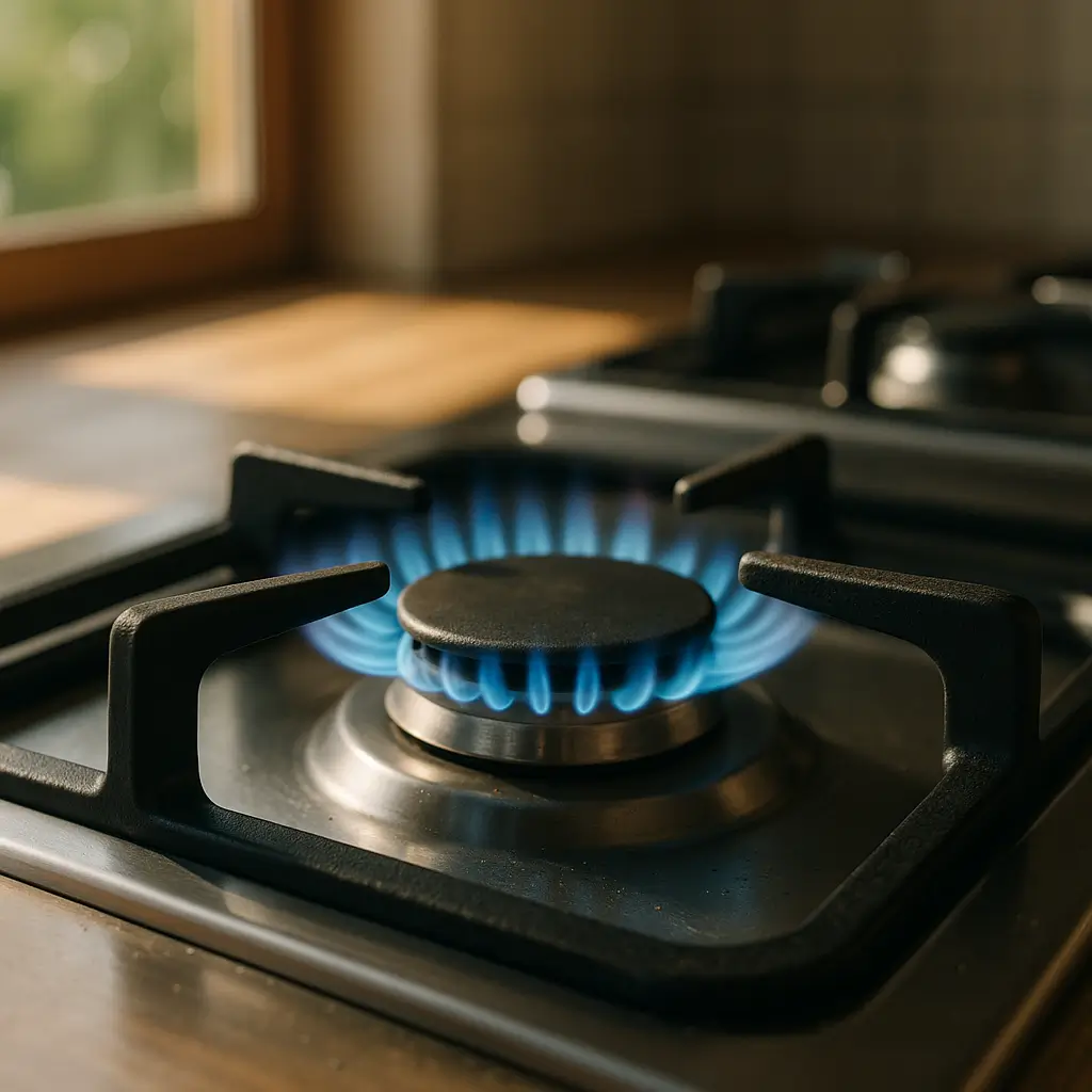 Fogão apaga sozinho: como resolver rápido, queimador aceso com chama azul