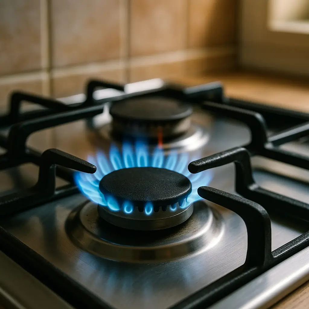 Fogão apaga sozinho: como resolver rápido, queimador frontal com chama azul