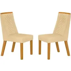 Kit 2 Cadeiras Dora Estofadas Tecido Veludo Valdemoveis Bege