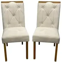 Kit 2 Cadeiras Jasmim Em Veludo Estofadas WM Estofados Bege