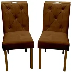 Kit 2 Cadeiras Jasmim Em Veludo Estofadas WM Estofados Marrom