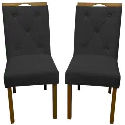 Kit 2 Cadeiras Jasmim Em Veludo Estofadas WM Estofados Preto