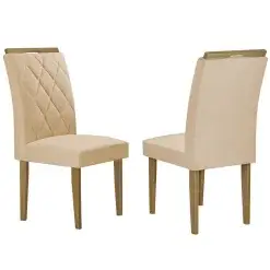 Kit 2 Cadeiras Paris Em Linho Estofadas Cel Moveis Bege
