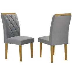 Kit 2 Cadeiras Paris Em Linho Estofadas Cel Moveis Grafite