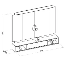 Painel Havana Para TV Ate 75 Polegadas Com LED 1 Porta Linea Medidas