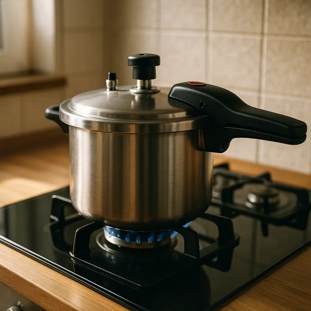 Panela de pressão fogão mesa de vidro: pode usar? Chama azul em cooktop de vidro