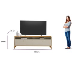 Rack Dubai 180cm Para TV Ate 75 Polegadas 2 Portas Linea Medidas
